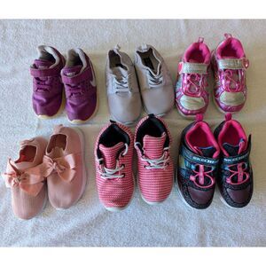 Bundle of Toddler Girls Shoes 6 Sneakers Size 7 (4) Size 8 (2) Mixed